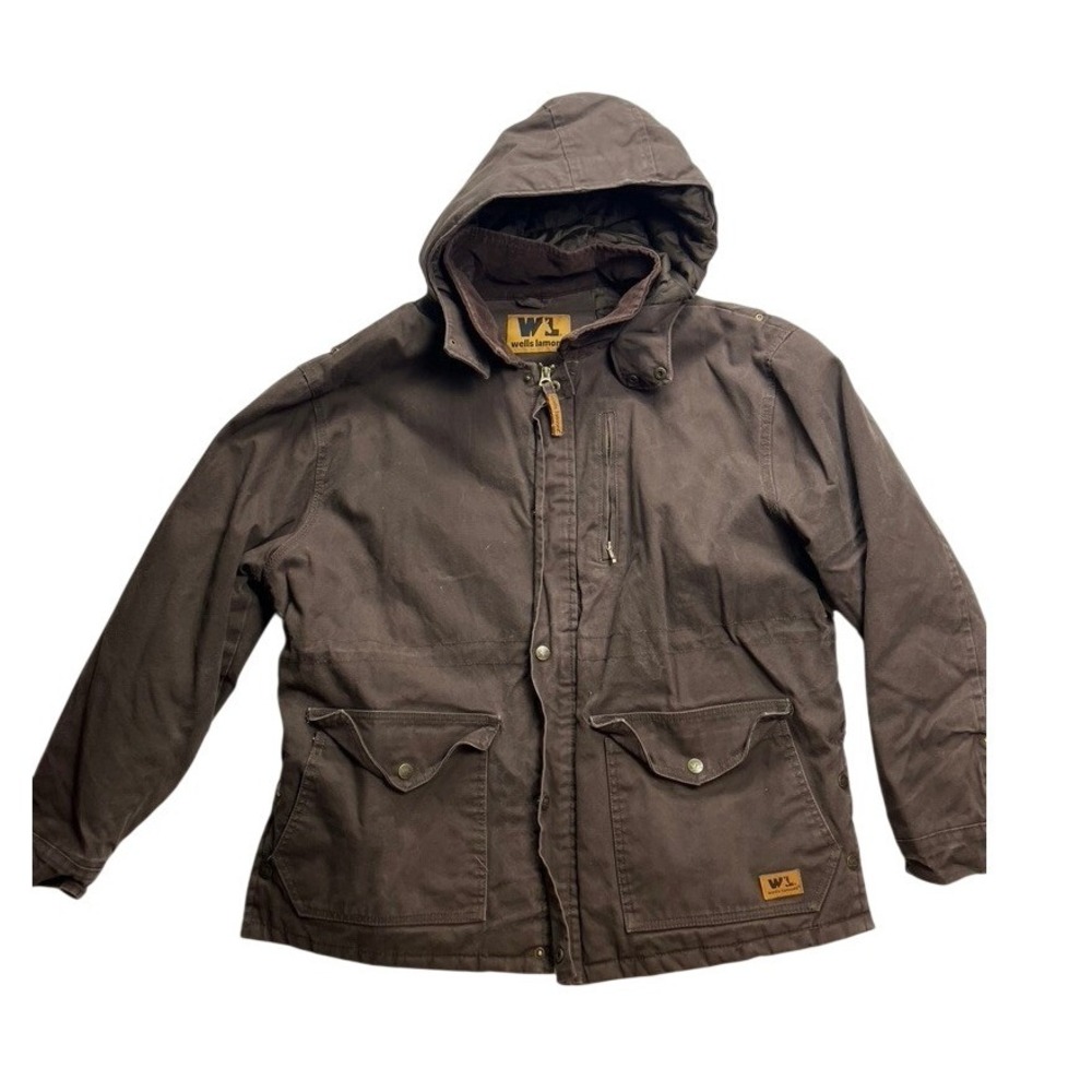 Wells Lamont Mens Brown Canvas Hooded Work Jacket‎ Size XL Cotton Lined